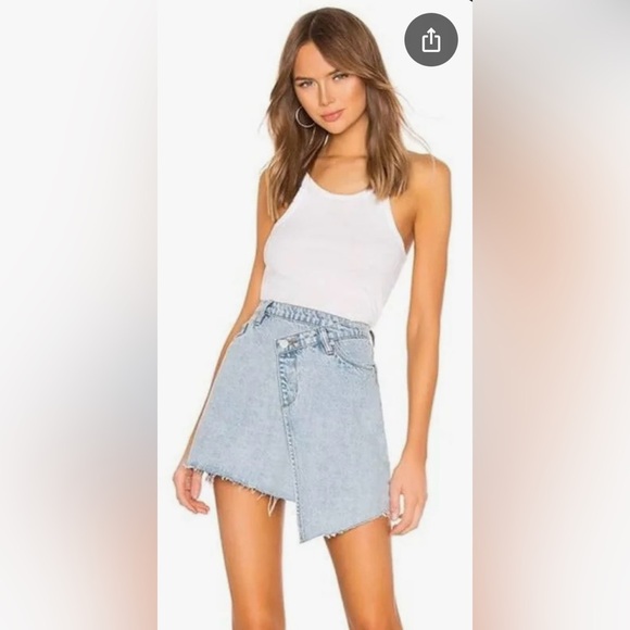 Urban Outfitters BDG Asymmetrical Cross Waist Wrap Distressed Denim Skirt Size S - Picture 4 of 11
